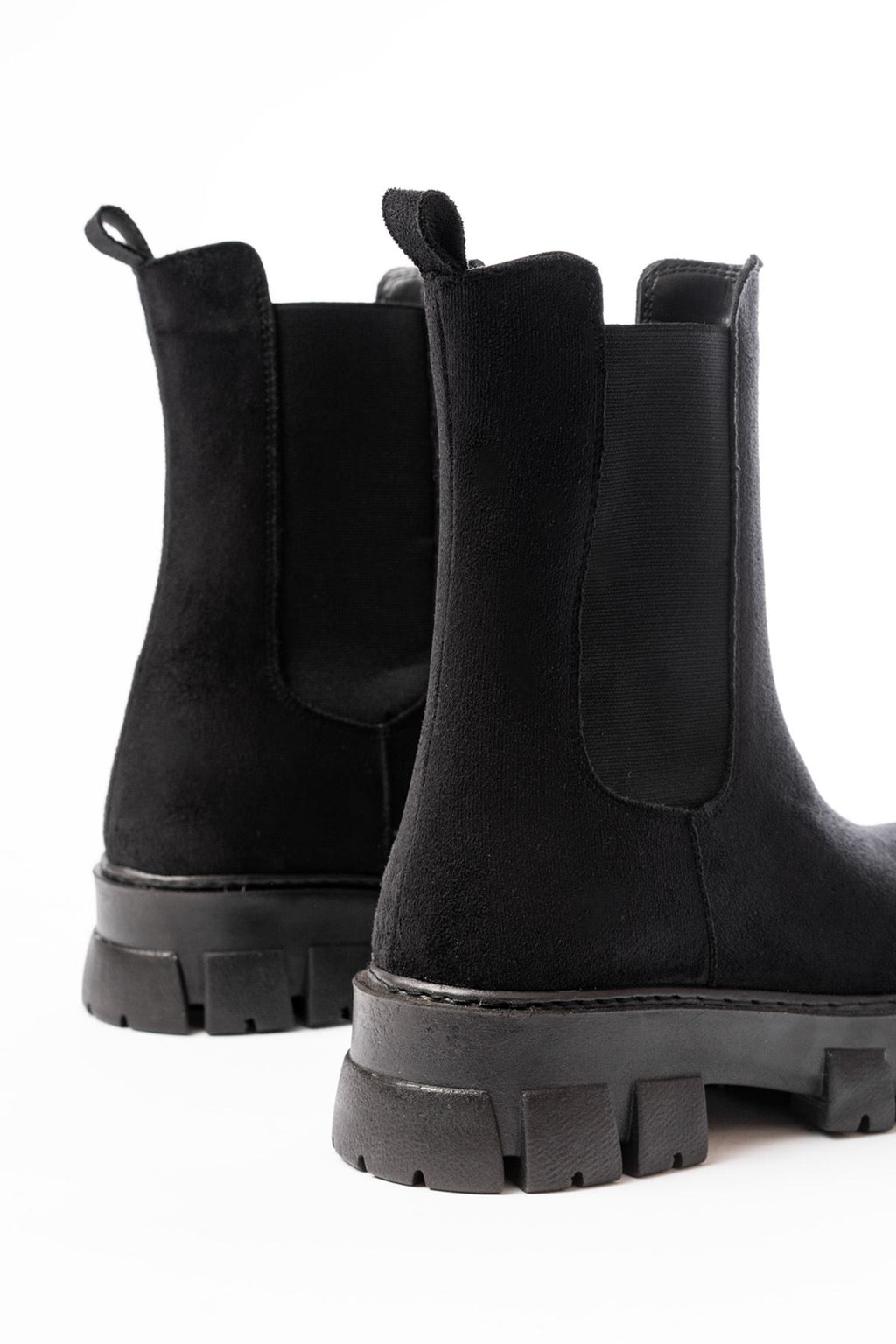 ZRİN-299 Premium Siyah Süet Yüksek Tabanlı Lastikli Günlük Kadın Bot