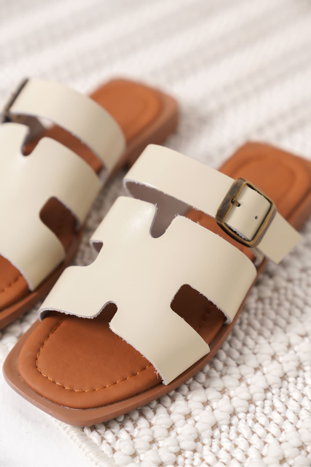 Garcia Premium Beige Genuine Leather Slippers