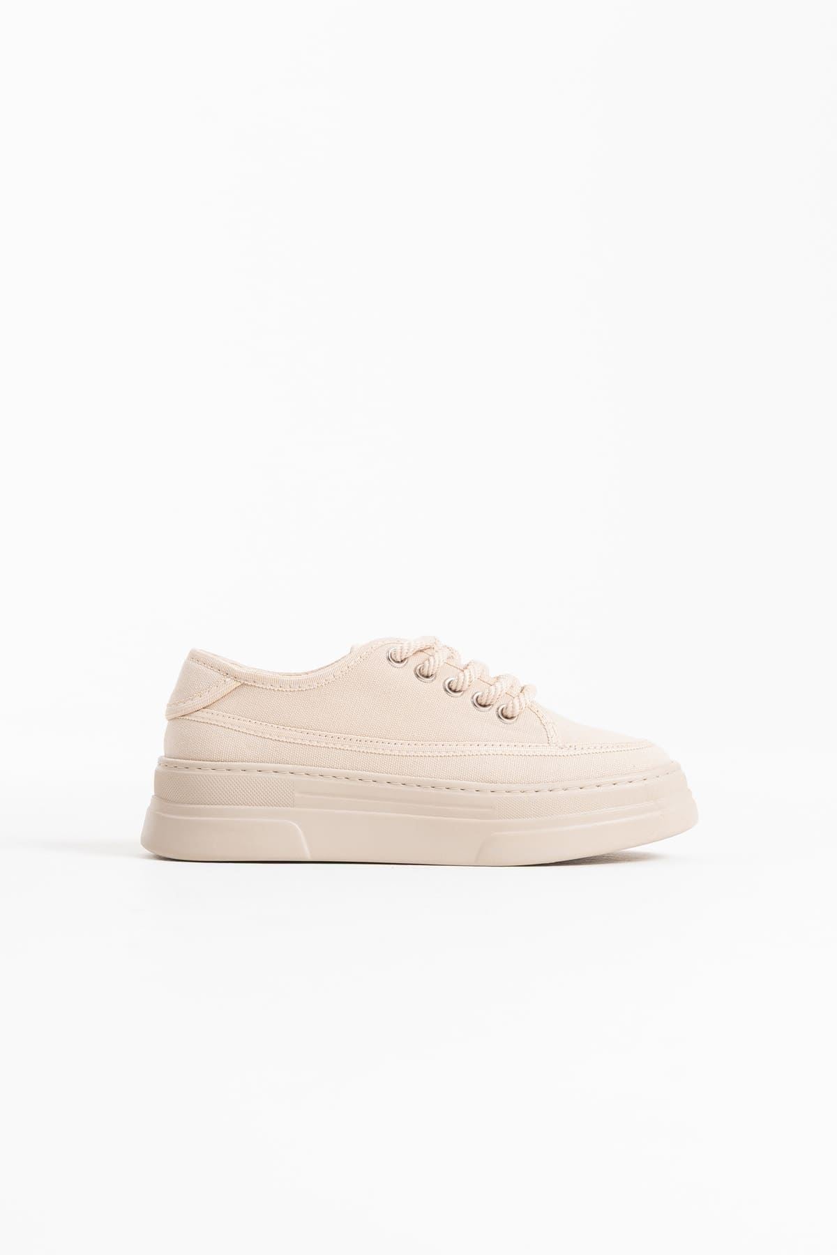 Glown Premium Beige Linen Women's Sneakers