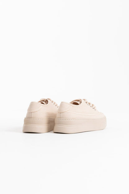 Glown Premium Beige Linen Women's Sneakers