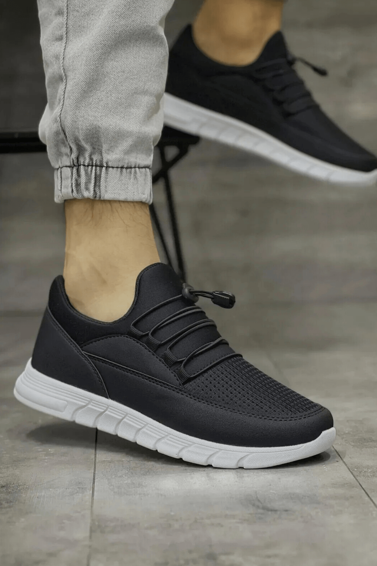 Class Casual Comfortable Laceless Men's Sports and Walking Shoes Black Ice