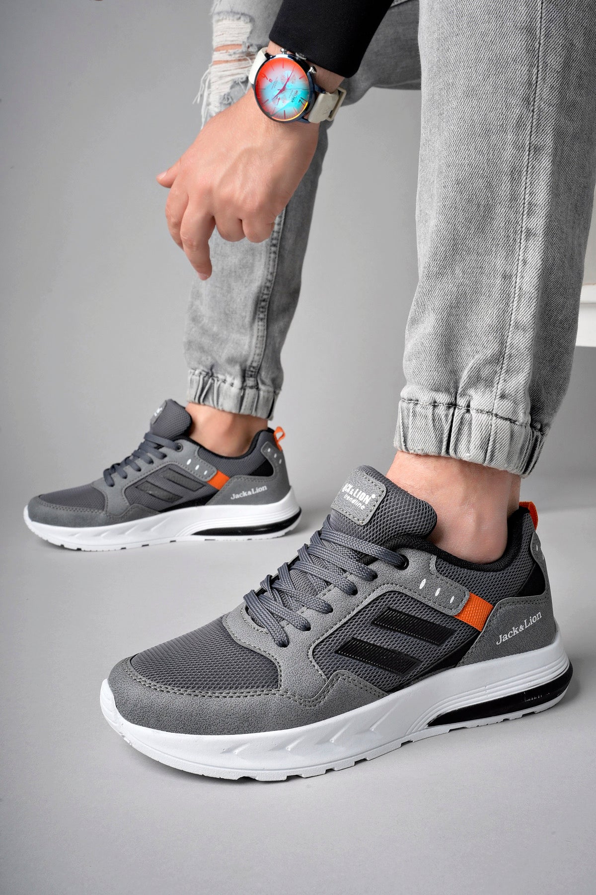 Pedro Triko Detaylı Rahat Füme Erkek Sneaker