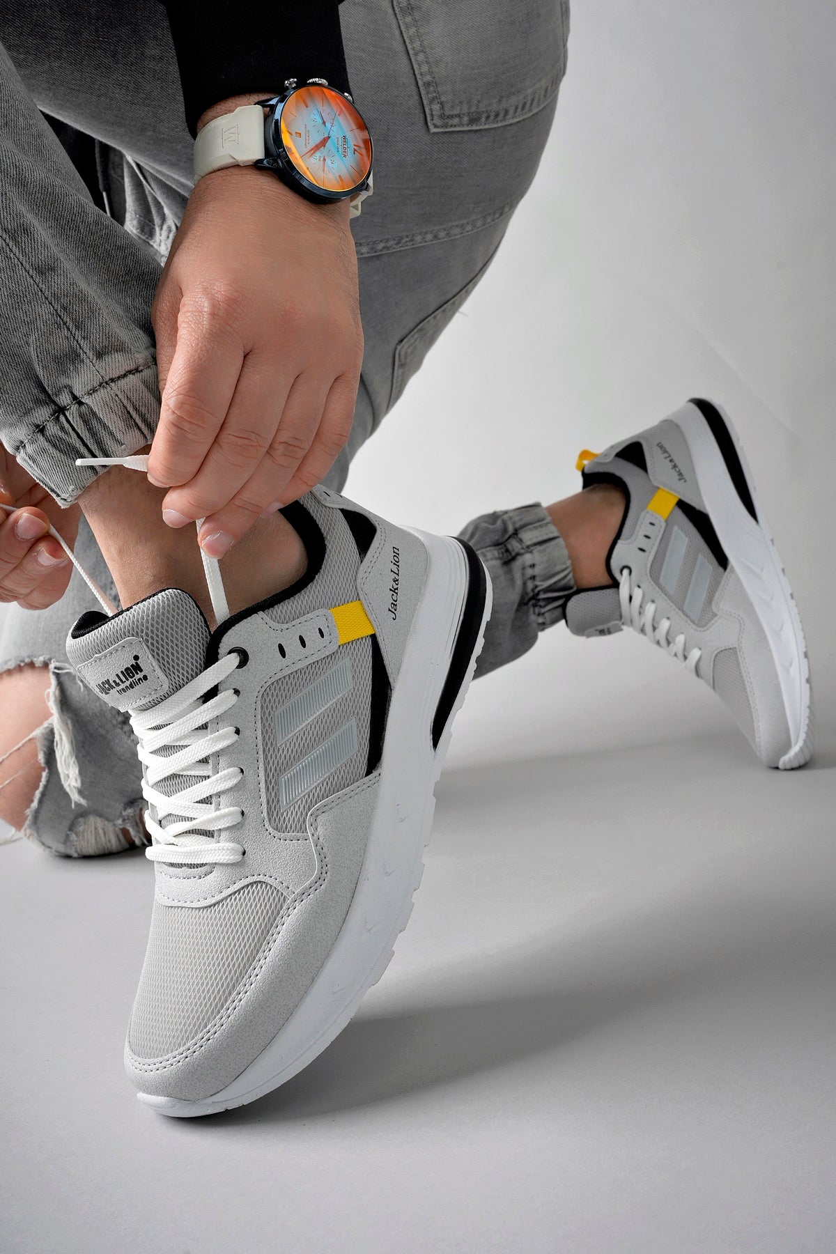 Pedro Triko Detaylı Rahat Gri Erkek Sneaker