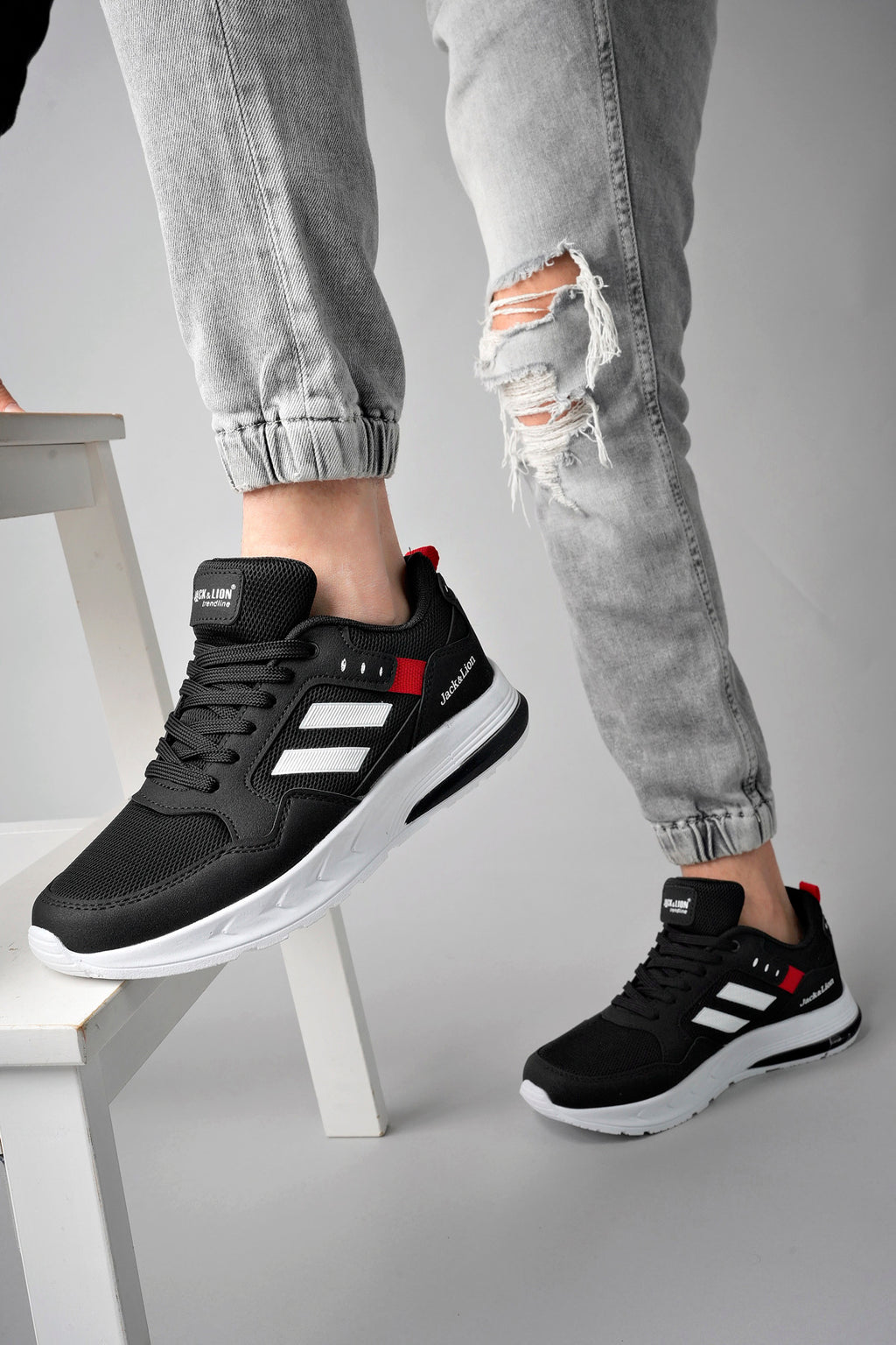 Pedro Triko Detaylı Rahat Siyah Beyaz Erkek Sneaker