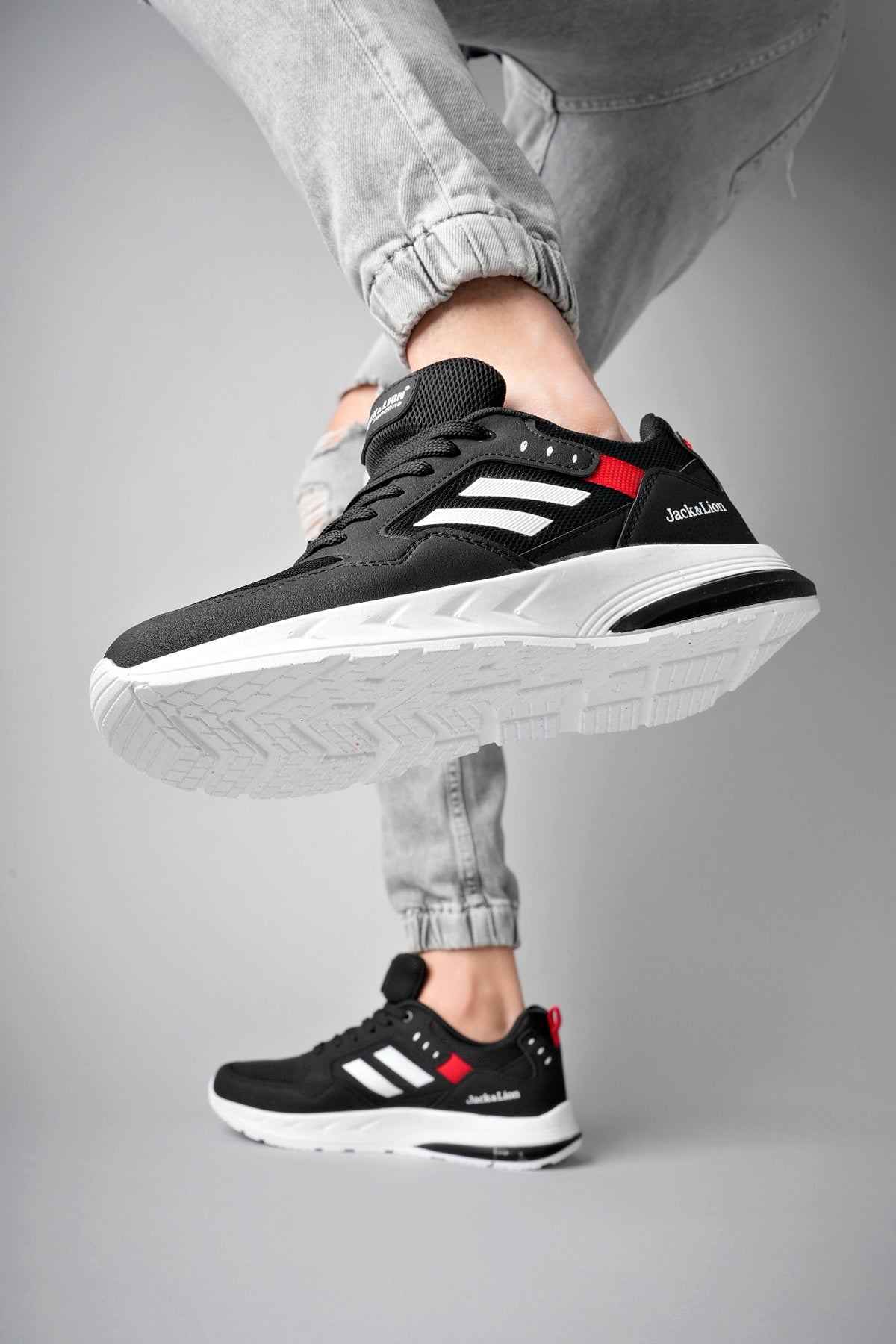 Pedro Triko Detaylı Rahat Siyah Beyaz Erkek Sneaker