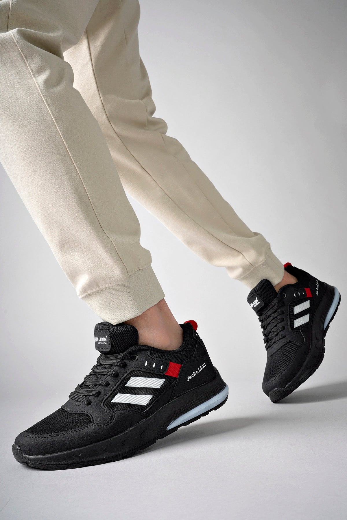 Pedro Triko Detaylı Rahat Siyah Erkek Sneaker