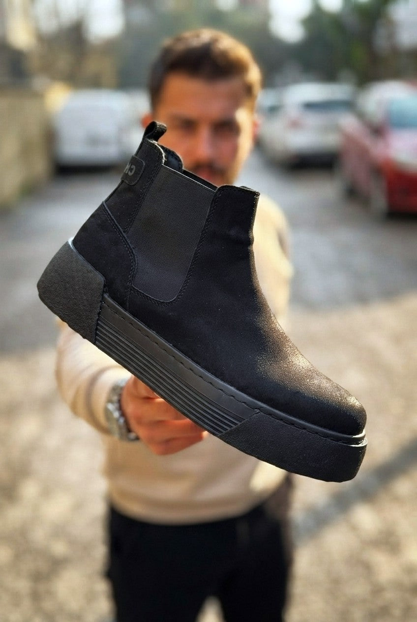Harmany Premium High Quality Waterproof Elastic Men's Boots Black Suede