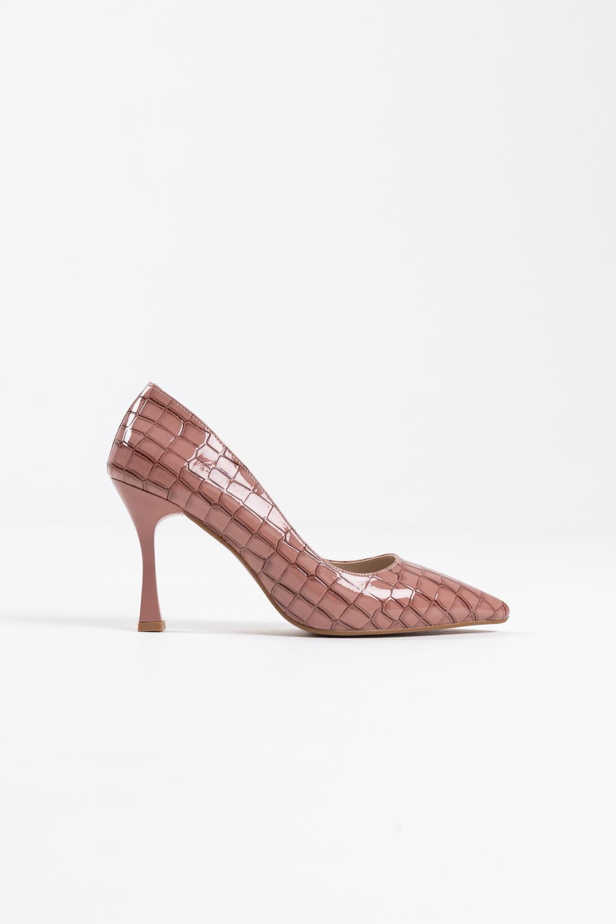 Harper Premium Women's Salmon Crocodile Patent Leather Stiletto