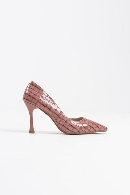 Harper Premium Women's Salmon Crocodile Patent Leather Stiletto