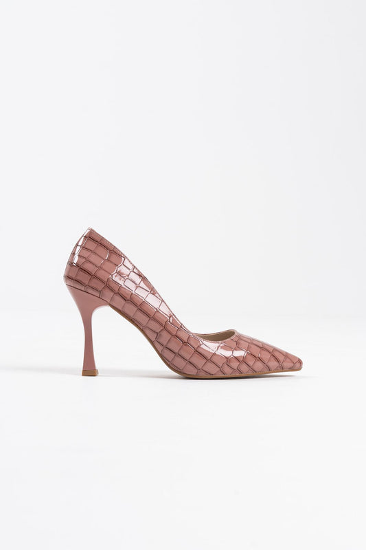Harper Premium Kadın Somon Kroko Rugan Stiletto