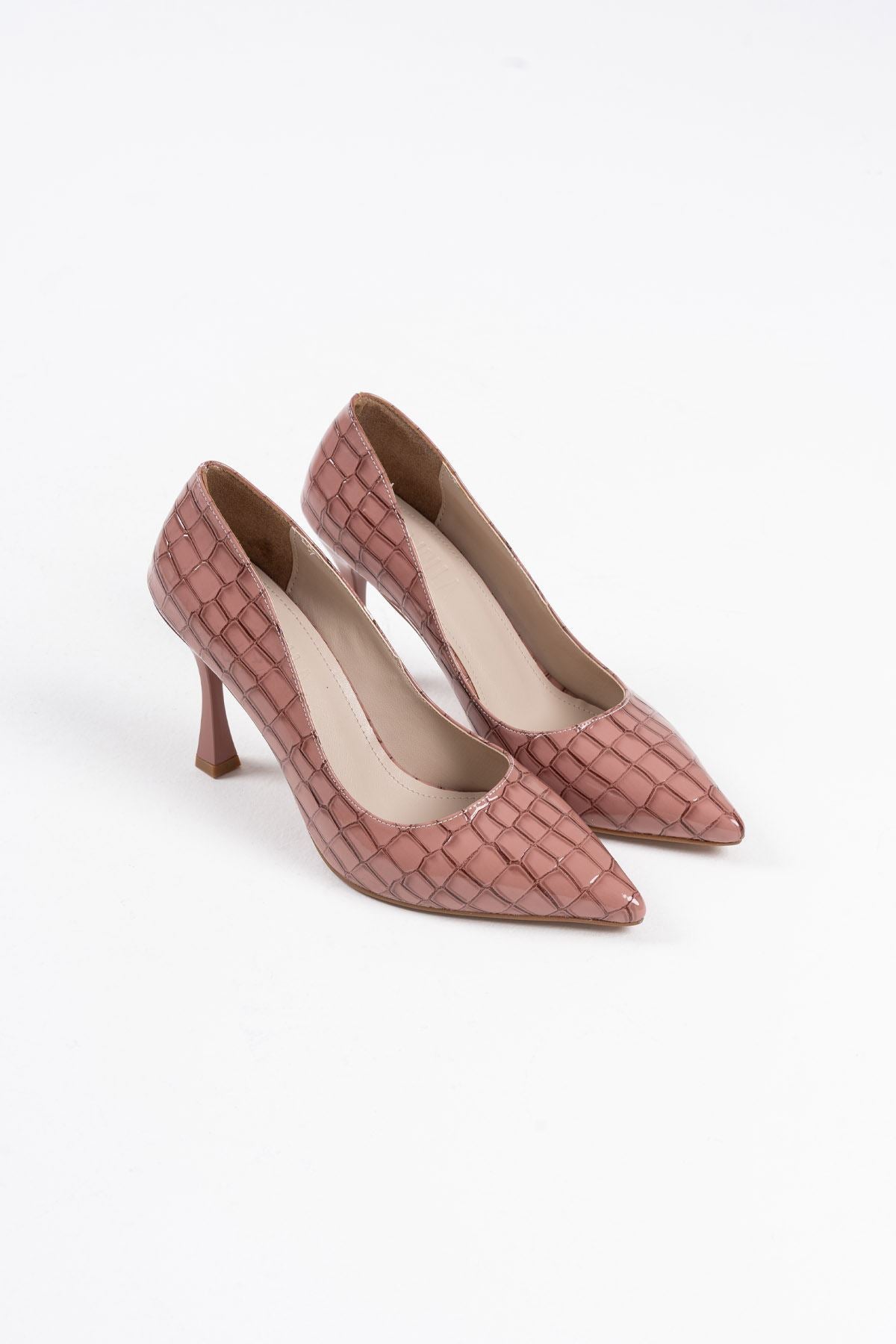 Harper Premium Women's Salmon Crocodile Patent Leather Stiletto