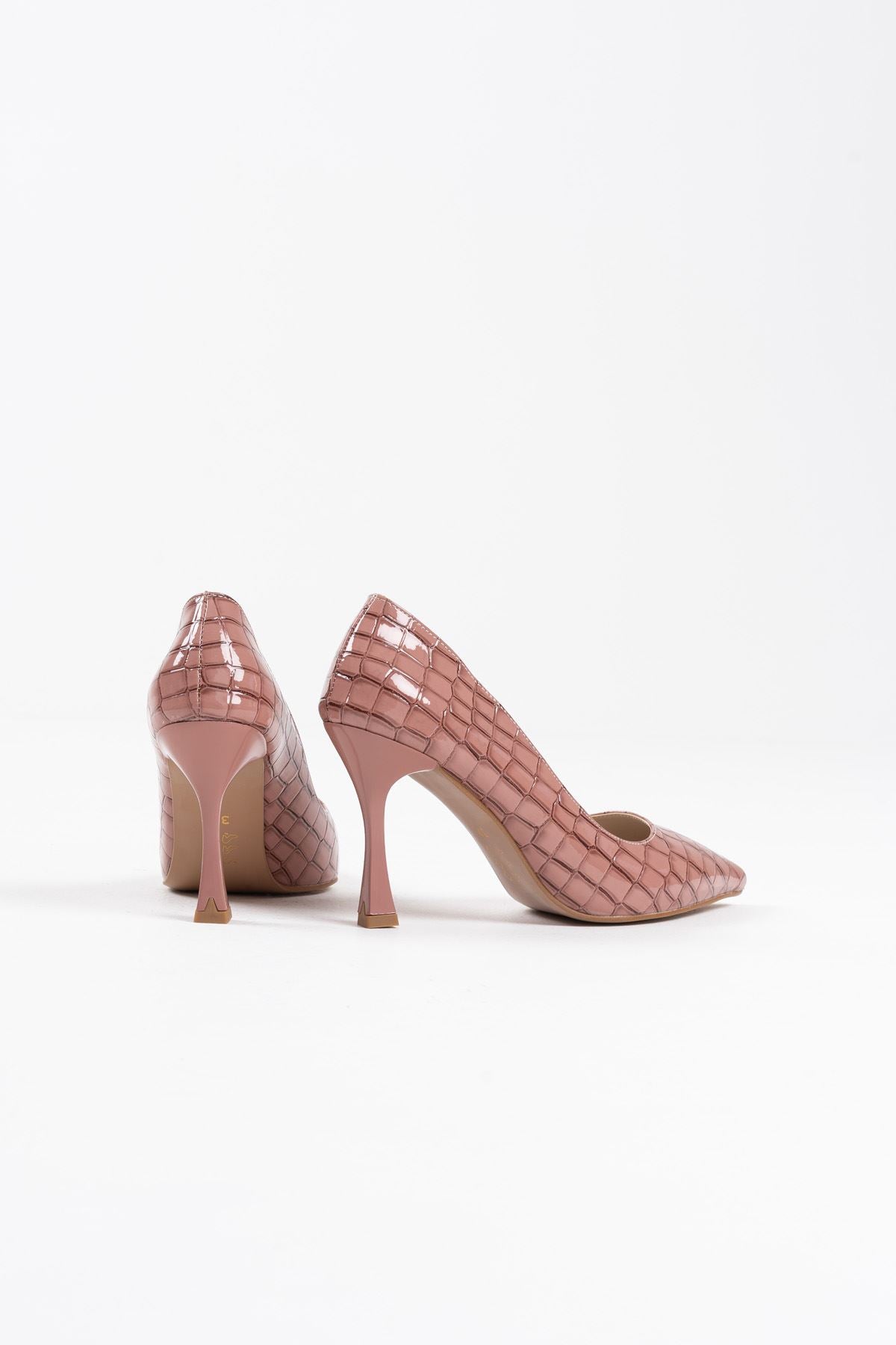 Harper Premium Women's Salmon Crocodile Patent Leather Stiletto