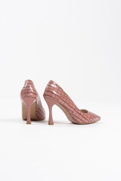 Harper Premium Women's Salmon Crocodile Patent Leather Stiletto