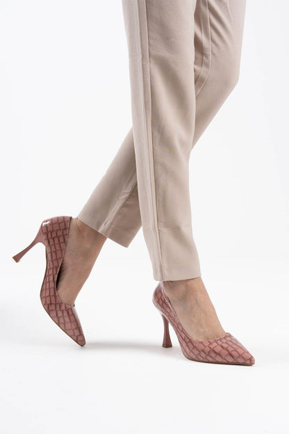Harper Premium Women's Salmon Crocodile Patent Leather Stiletto
