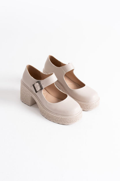 Helen Premium Women's Beige Wedge Heel Shoes