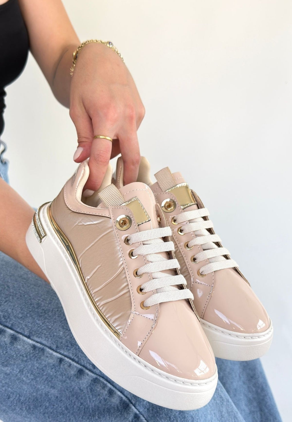 Hley Premium Bej Rugan Paraşüt Detaylı Bağcıklı Spor Ayakkabı