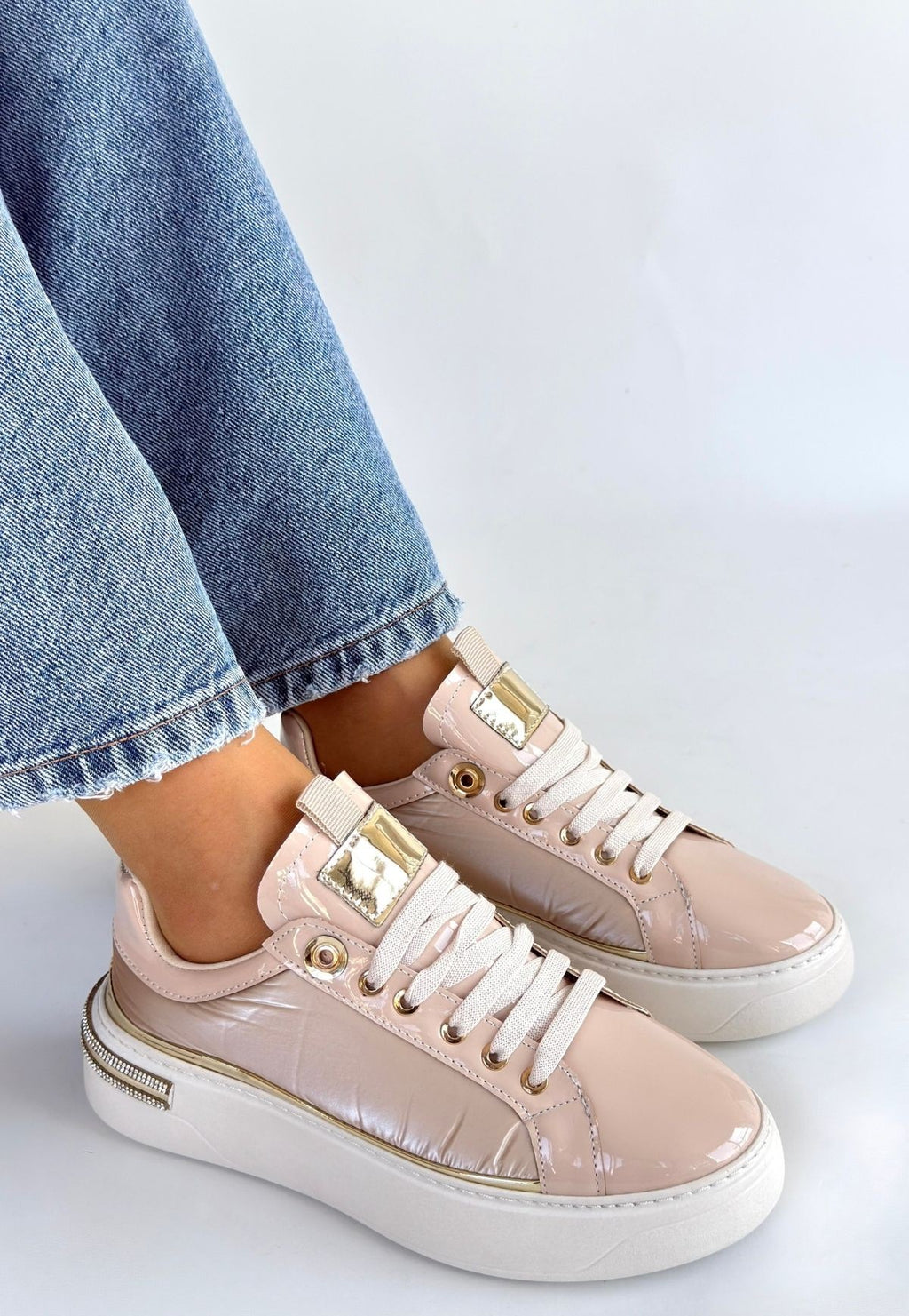 Hley Premium Bej Rugan Paraşüt Detaylı Bağcıklı Spor Ayakkabı