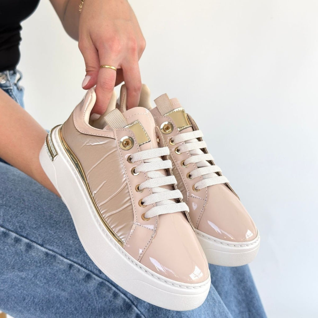 Hley Premium Bej Rugan Paraşüt Detaylı Bağcıklı Spor Ayakkabı