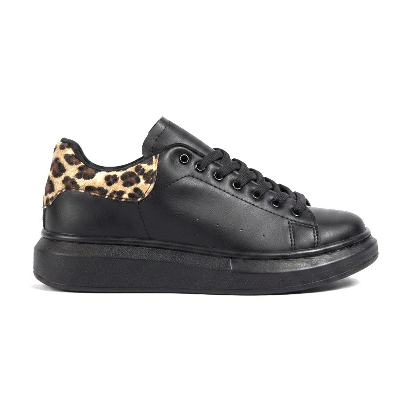 SPECTRA-01 Günlük Bağcıklı Ortopedik Kadın Sneaker Siyah Leopar
