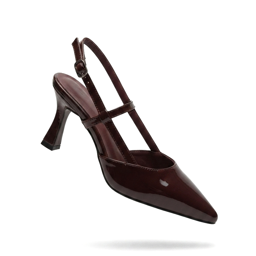 Hoost Premium Bordo Rugan Topuklu Ayakkabı 7,5 CM