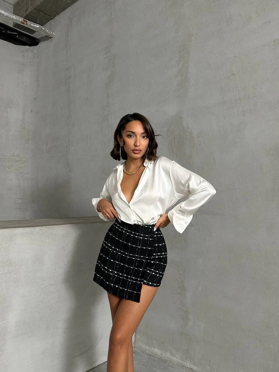 İki Düğmeli Şort Ch Kumaş Etek Siyah