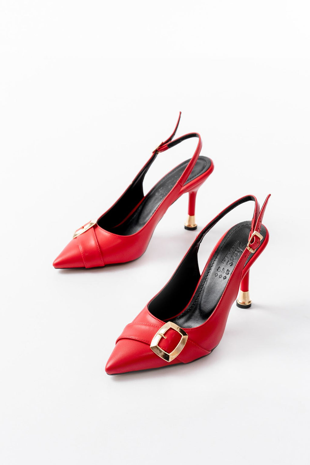 ZRİN-1151 Premium Red Daily Open-Back Heeled Shoes 11 cm