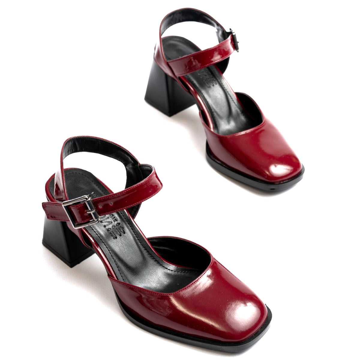 ZRİN-40450 Premium Bordo Rugan Günlük Arkası Açık Topuklu Ayakkabı 8 cm