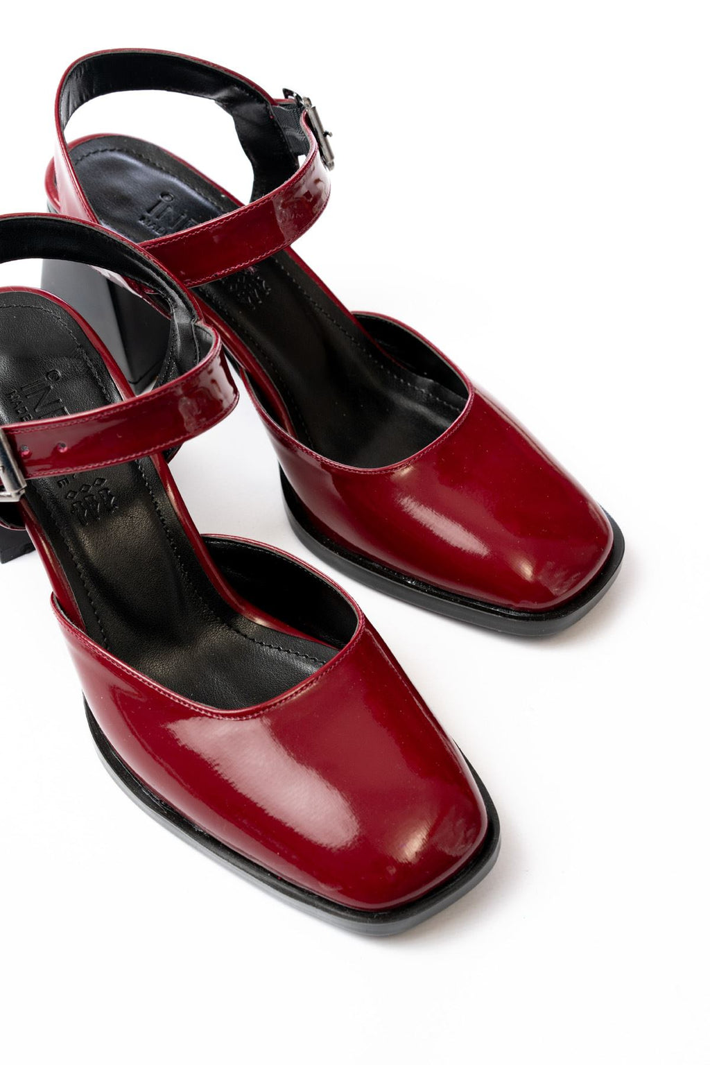 ZRİN-40450 Premium Bordo Rugan Günlük Arkası Açık Topuklu Ayakkabı 8 cm
