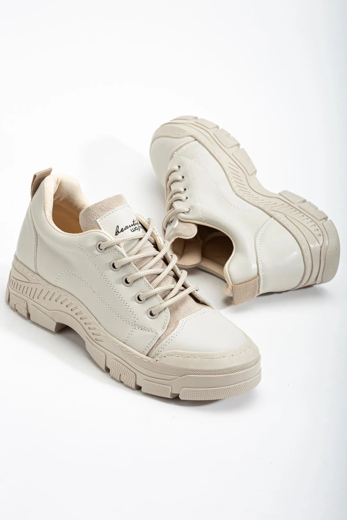 JANE Lace-Up Orthopedic Women's Sneakers - Cream
