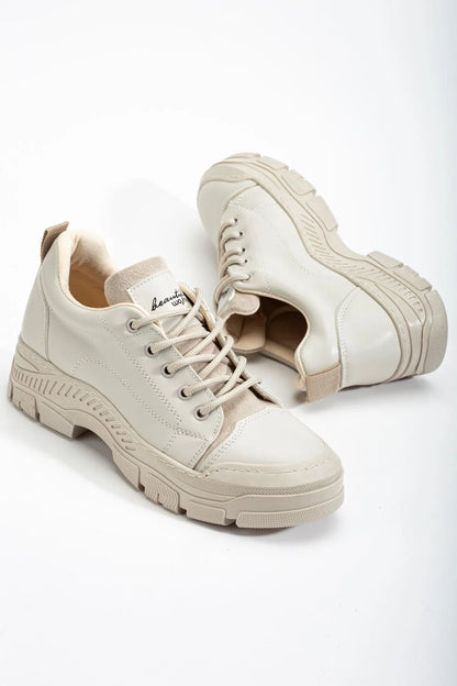JANE Lace-Up Orthopedic Women's Sneakers - Cream