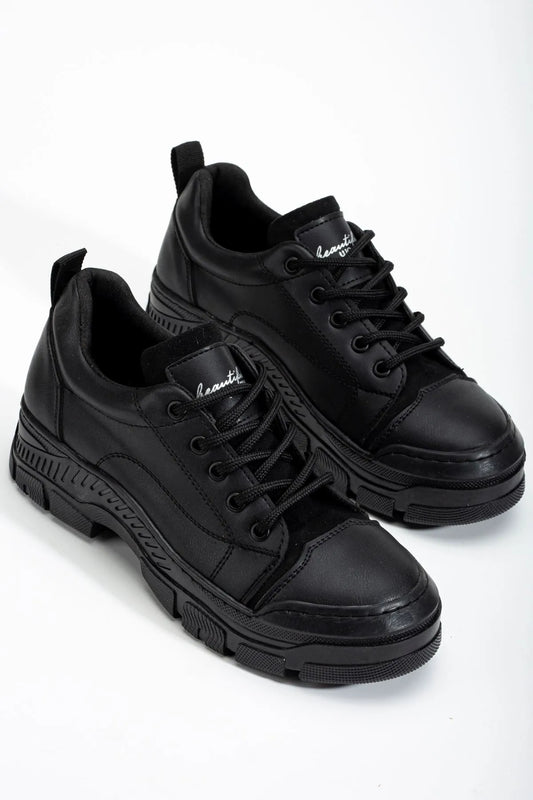 JANE Lace-Up Orthopedic Women's Sneakers - Black