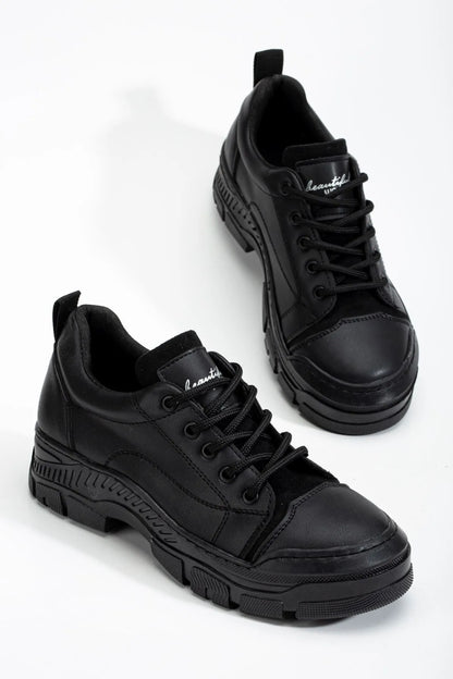 JANE Lace-Up Orthopedic Women's Sneakers - Black