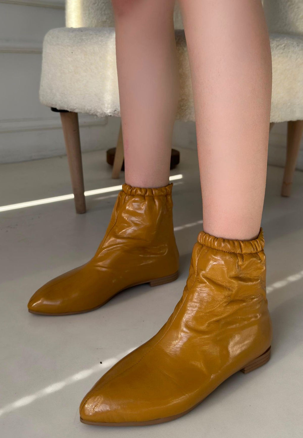 Jarla Mustard Patent Leather Boots