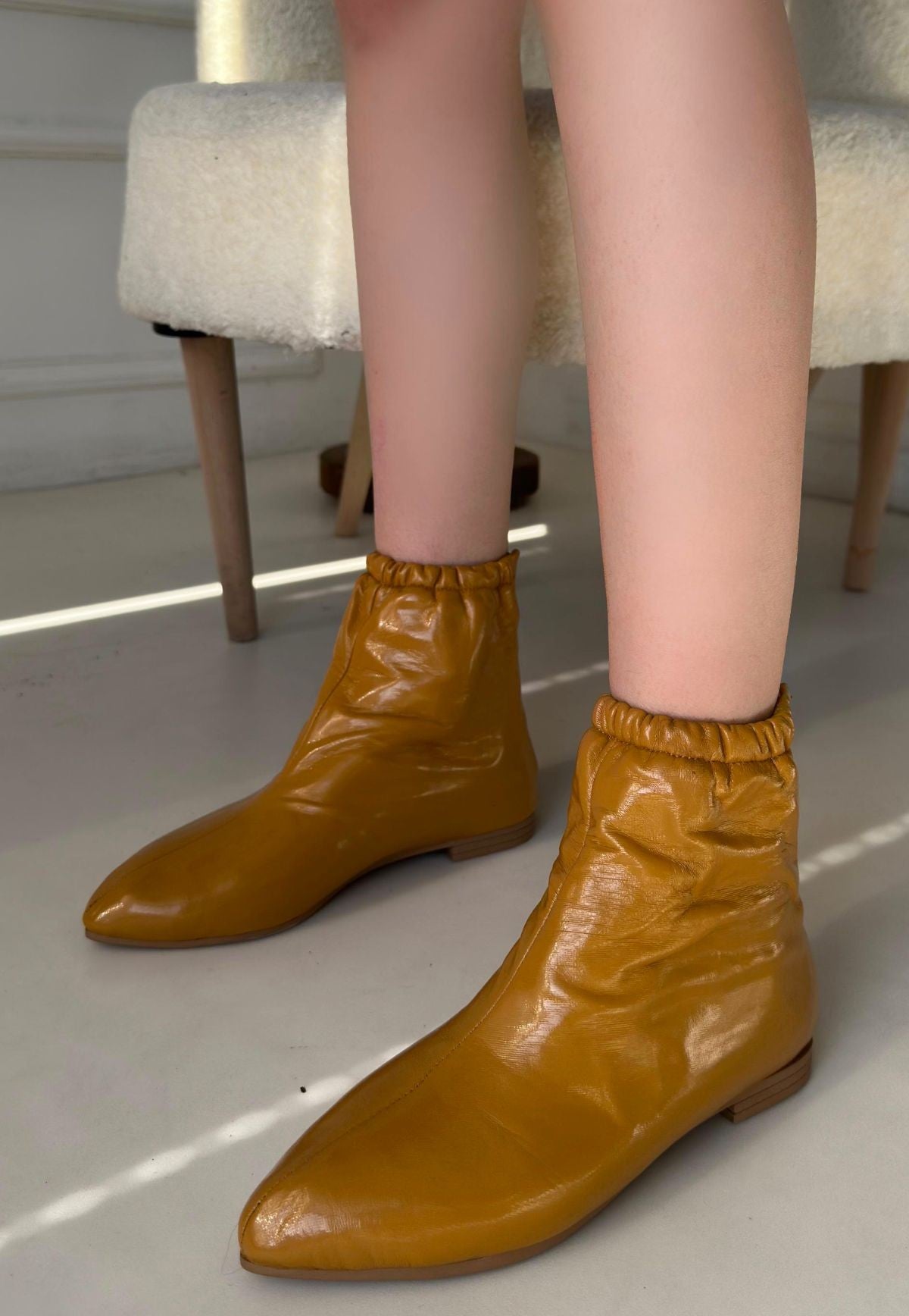 Jarla Mustard Patent Leather Boots