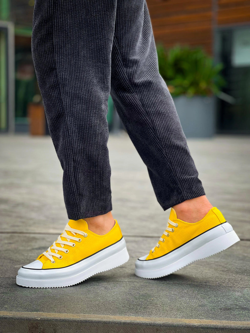 Jasko Kısa Sarı Keten Yüksek Taban Erkek Spor Ayakkabı