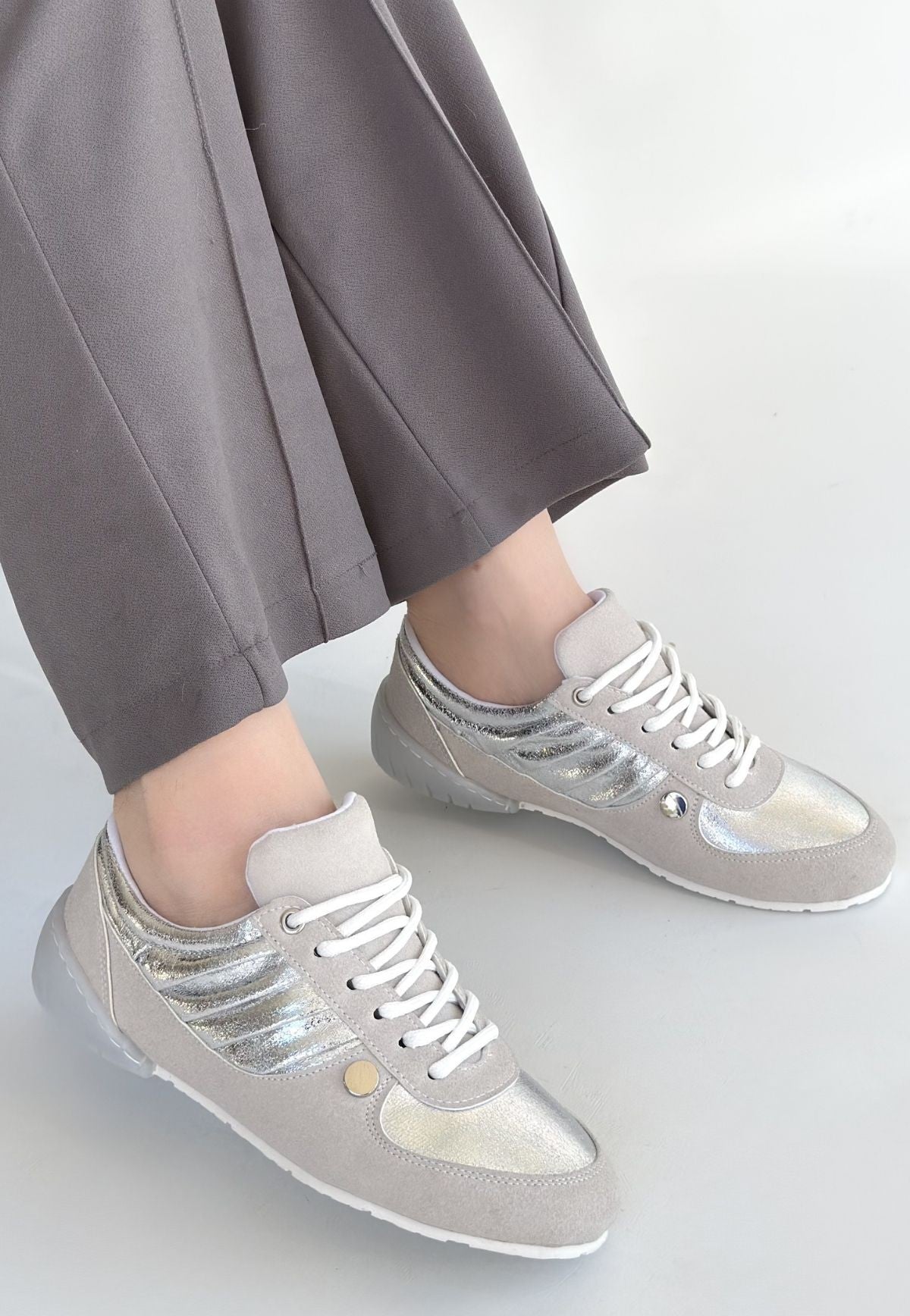 Jawen Premium Gri Nubuk Gümüş Spor Ayakkabı