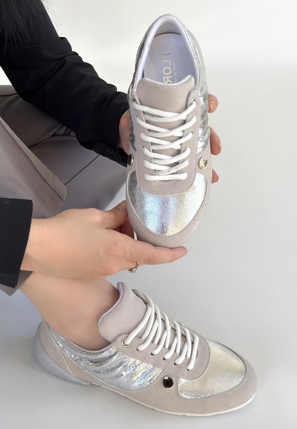 Jawen Premium Gri Nubuk Gümüş Spor Ayakkabı