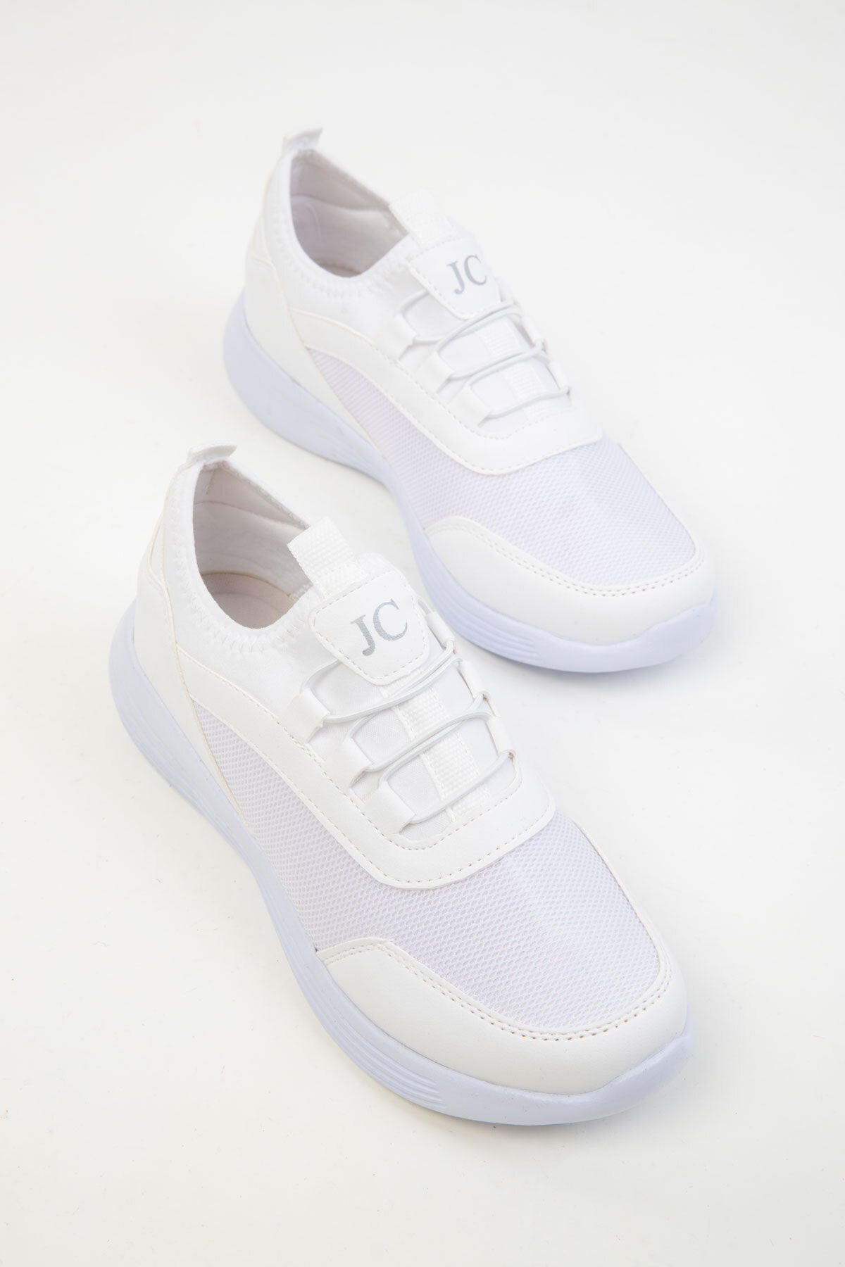 JC30005 - Bağcıksız Rahat Ortopedik Triko Günlük Kadın Sneaker Beyaz