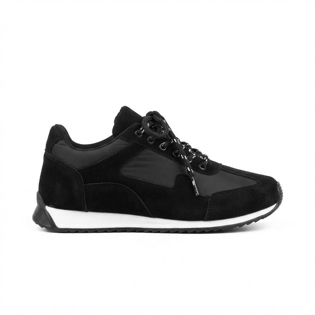 Jeat Lux Siyah Nubuk Bağcıklı Kadın Sneaker