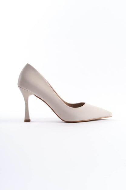 Jessica Premium Kadın Bej Saten Stiletto