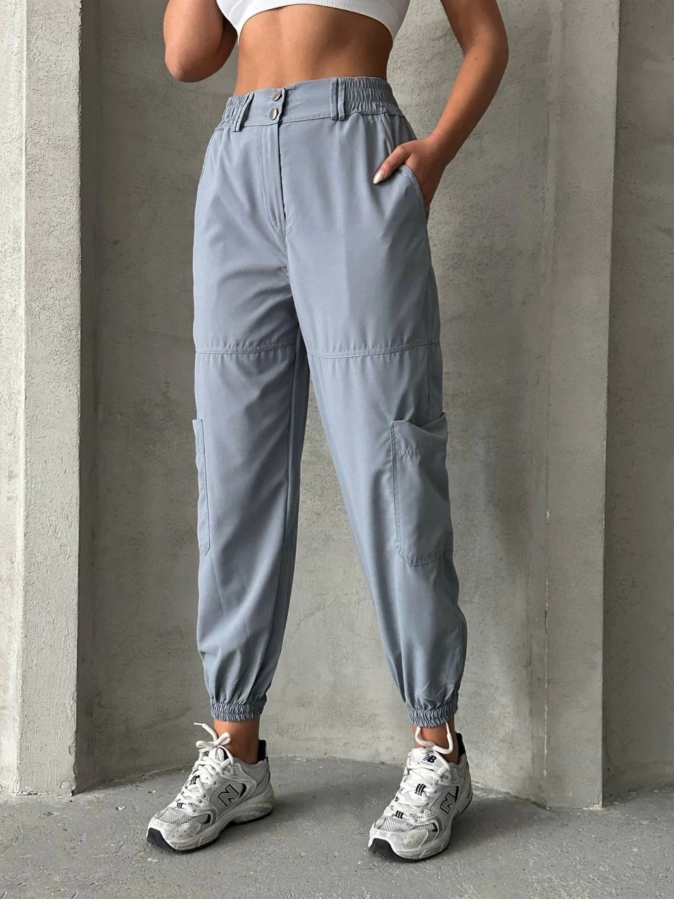 Jogger Lastik Paça Pantolon Gri