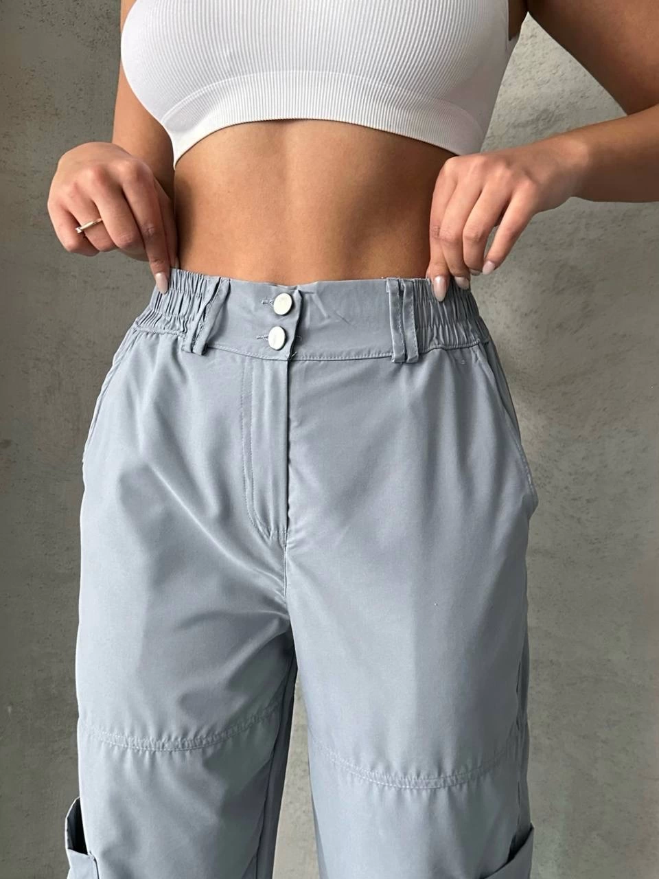 Jogger Lastik Paça Pantolon Gri