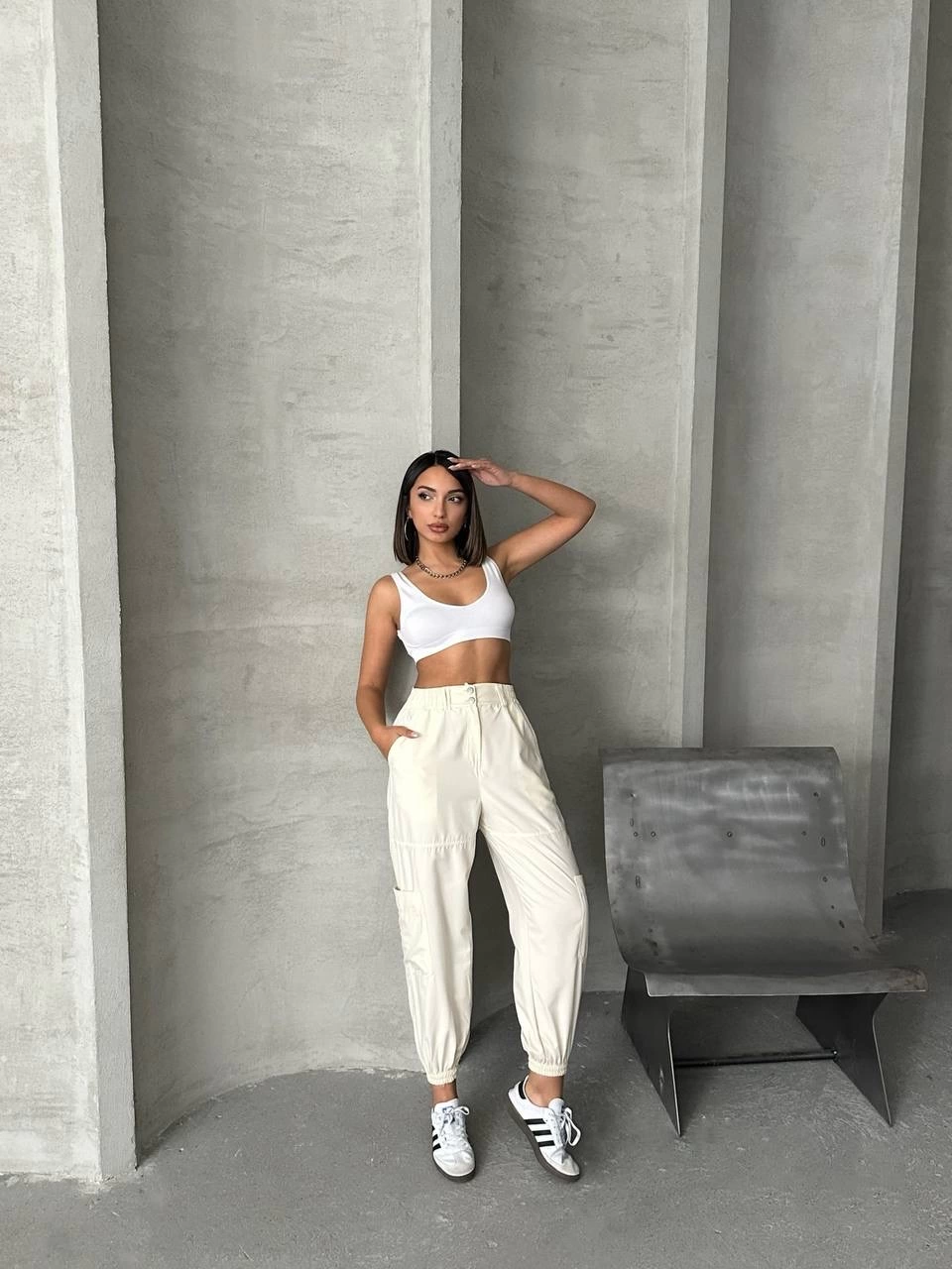 Jogger Lastik Paça Pantolon Bej