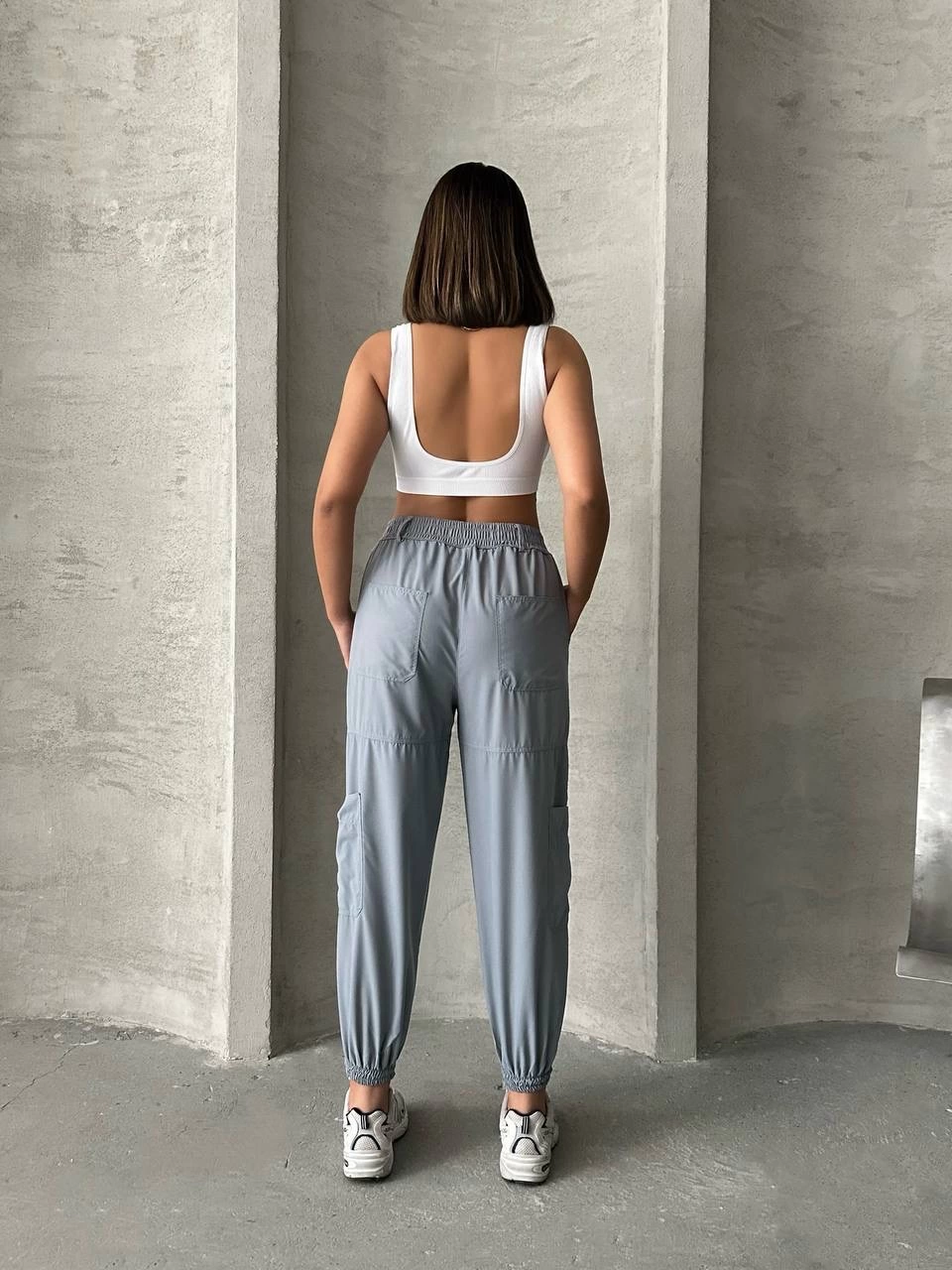 Jogger Lastik Paça Pantolon Gri