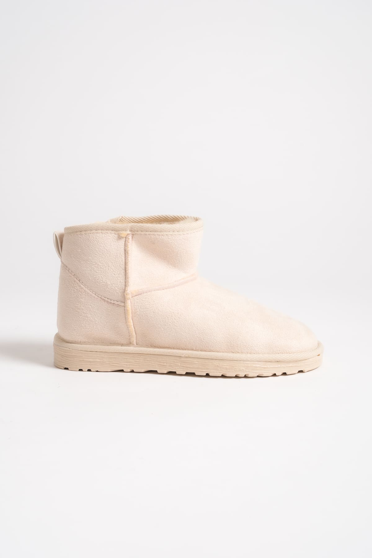 SEOUL Laceless Fur Lined Ug Model Short Suede Women's Boots - Cream