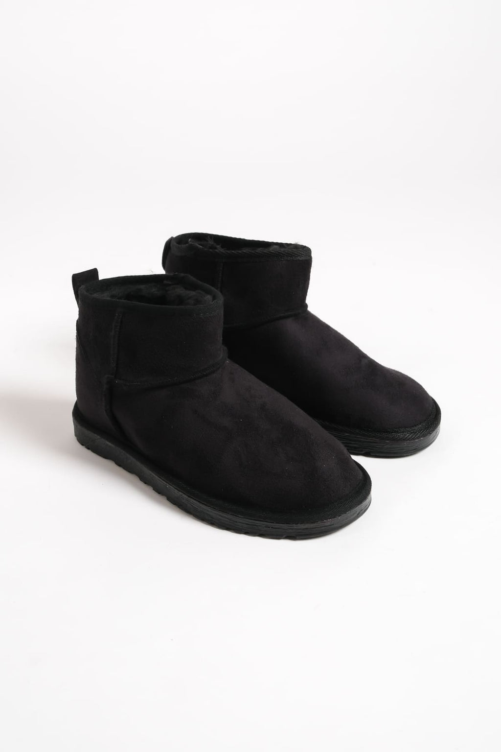 SEOUL Laceless Fur Lined Ug Model Short Suede Women's Boots - Black