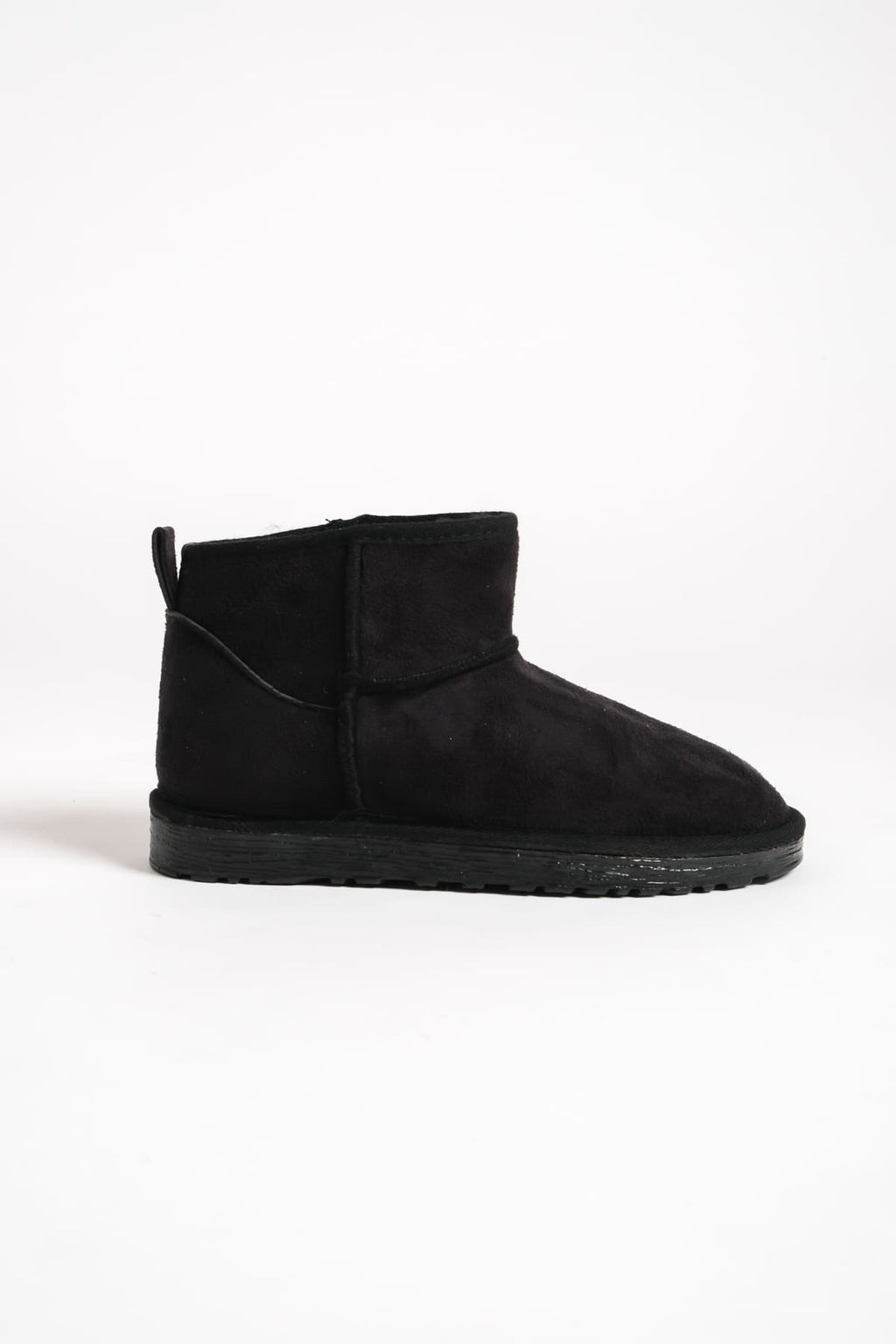 SEOUL Laceless Fur Lined Ug Model Short Suede Women's Boots - Black