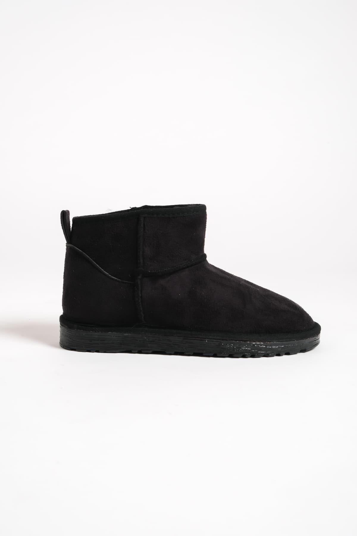SEOUL Laceless Fur Lined Ug Model Short Suede Women's Boots - Black