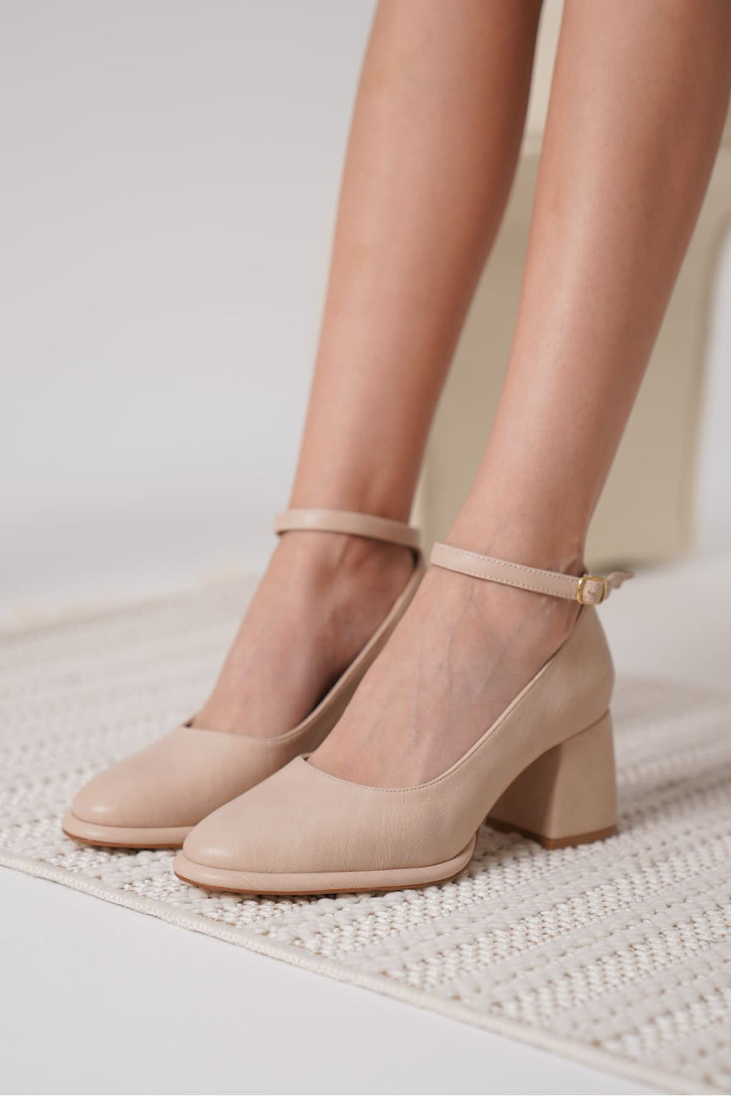 Josephine Premium Mat Nude Kalın Topuklu Ayakkabı 7 cm