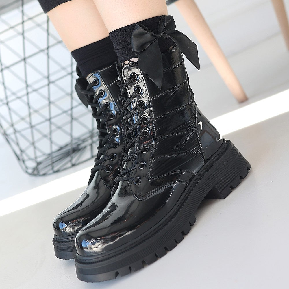 Josse Premium Special Black Patent Leather Lace-Up Boots
